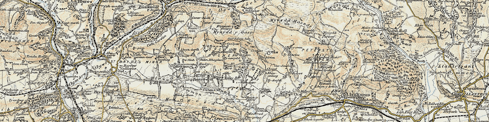 Old map of Bryn-chwîth in 1899-1900
