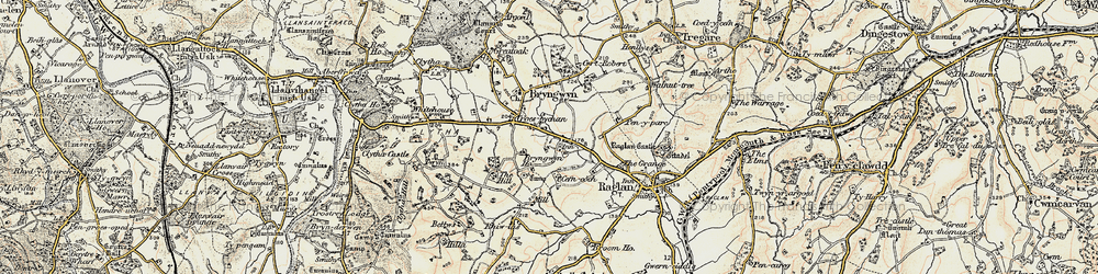 Old map of Bryngwyn Manor in 1899-1900