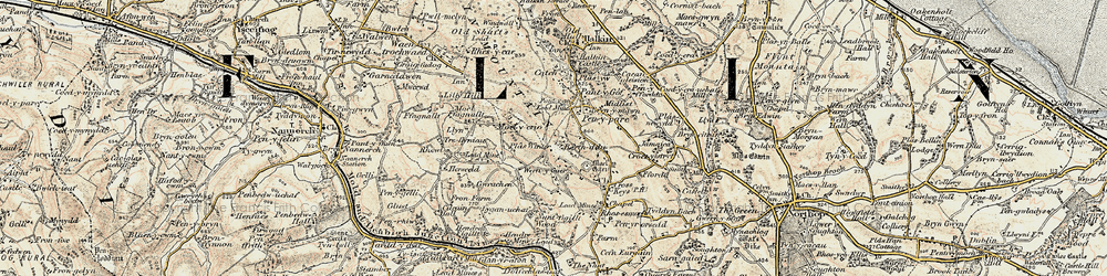 Old map of Wern-y-gaer in 1902-1903