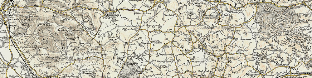 Old map of Wernrheolydd in 1899-1900