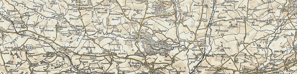 Old map of Werrington in 1900