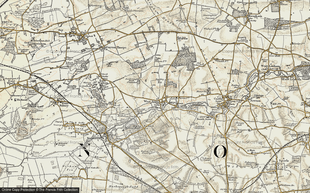 Old Map of West Acre, 1901-1902 in 1901-1902