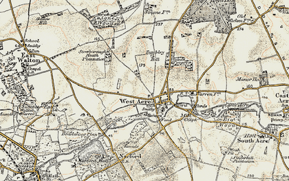 Old map of West Acre in 1901-1902