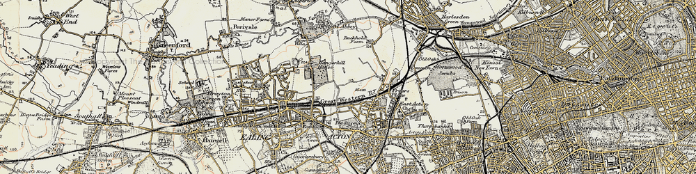Old map of West Acton in 1897-1909
