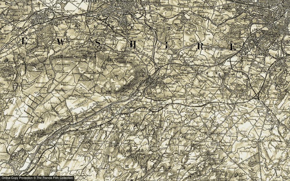 Old Map of Historic Map covering Levern Water in 1905