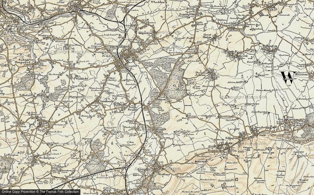 Old Map of Historic Map covering Rood Ashton in 1898-1899
