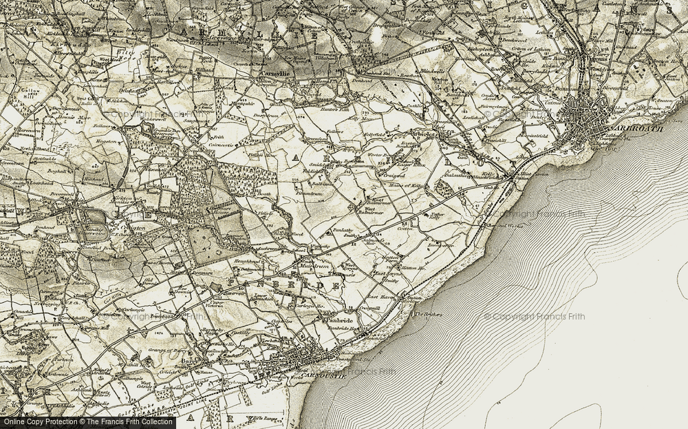 Old Map of West Balmirmer, 1907-1908 in 1907-1908