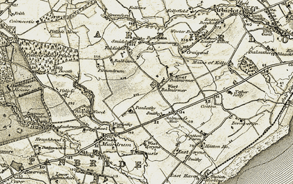 Old map of West Balmirmer in 1907-1908