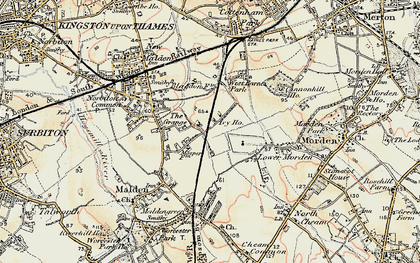 Old map of West Barnes in 1897-1909