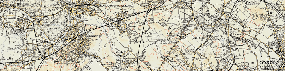 Old map of West Barnes in 1897-1909