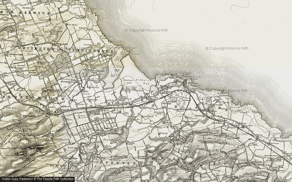 Old Map of Historic Map covering Belhaven Bay in 1901-1906