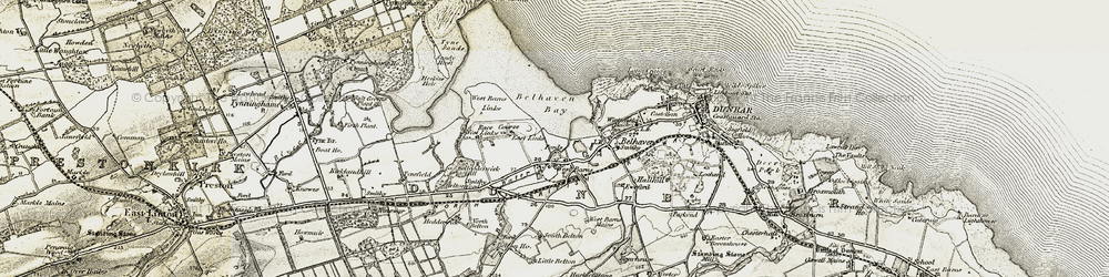 Old map of West Barns in 1901-1906