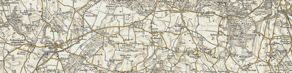 Old map of Bodham Hill in 1901-1902