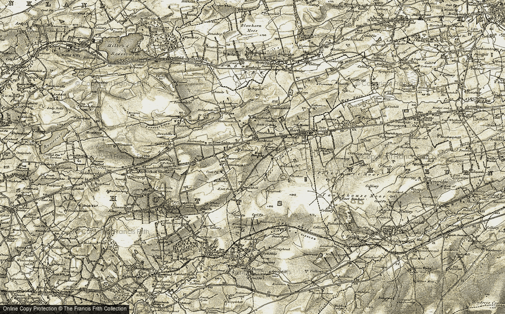 Old Map of Historic Map covering Wester Hassockrigg in 1904-1905