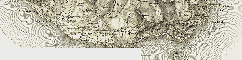 Old map of West Bennan in 1905-1906