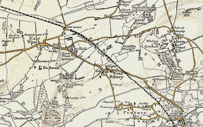 Old map of West Bilney in 1901-1902