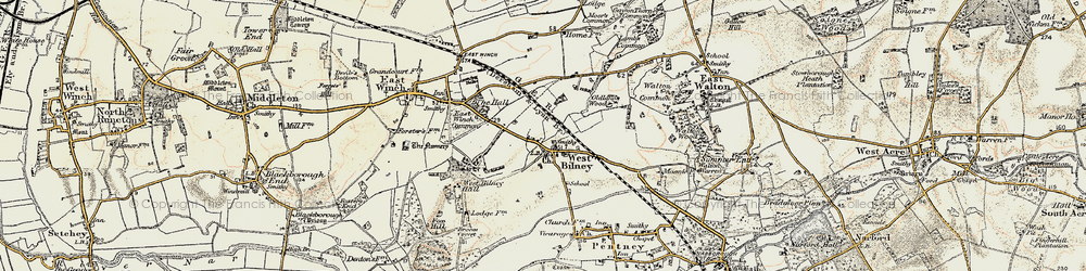 Old map of West Bilney in 1901-1902