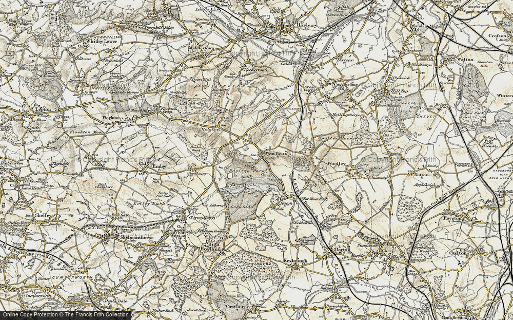 Old Map of Historic Map covering Bretton Hall (College) in 1903