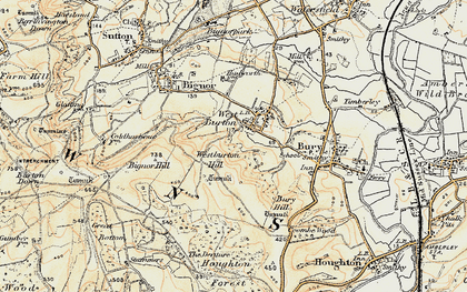 Old map of Westburton Hill in 1897-1899