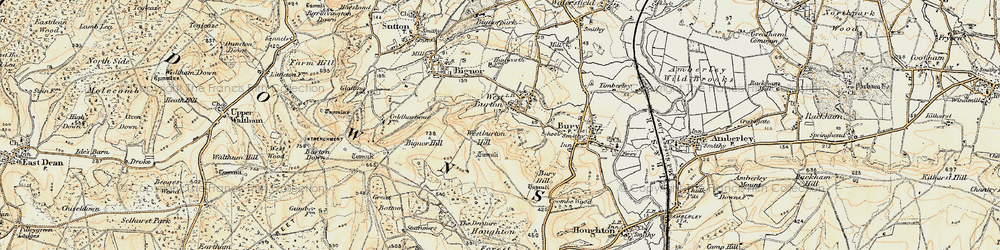Old map of Westburton Hill in 1897-1899