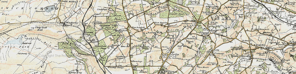 Old map of Butsfield Burn in 1901-1904