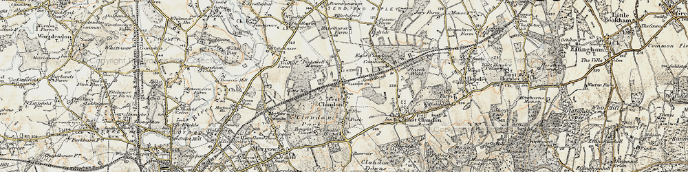 Old map of West Clandon in 1898-1909