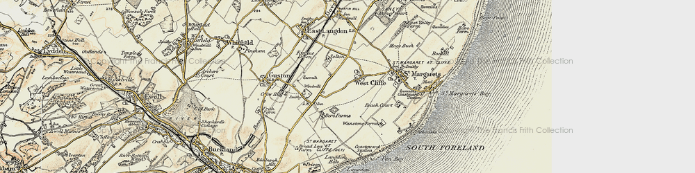 Old map of Langdon Bay in 1898-1899