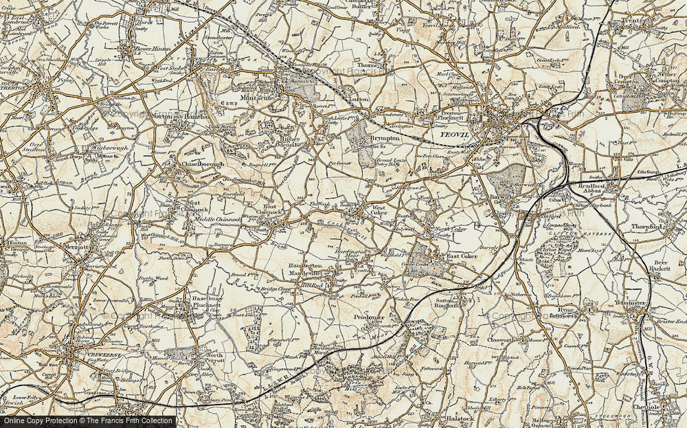 Old Map of West Coker, 1899 in 1899