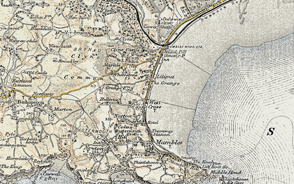 Old map of West Cross in 1900-1901