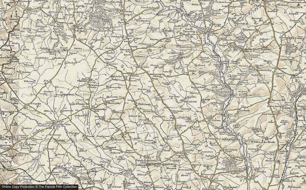 Old Map of Historic Map covering Youngcott in 1900