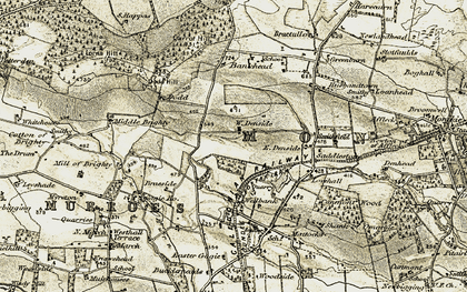 Old map of West Denside in 1907-1908