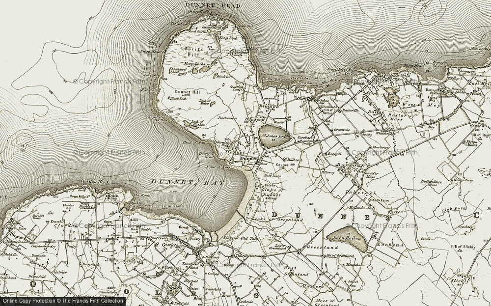 Old Map of Historic Map covering Dunnet Bay in 1912