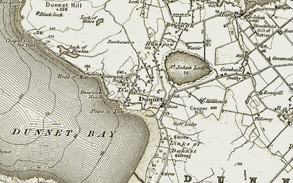 Old map of Dunnet Bay in 1912