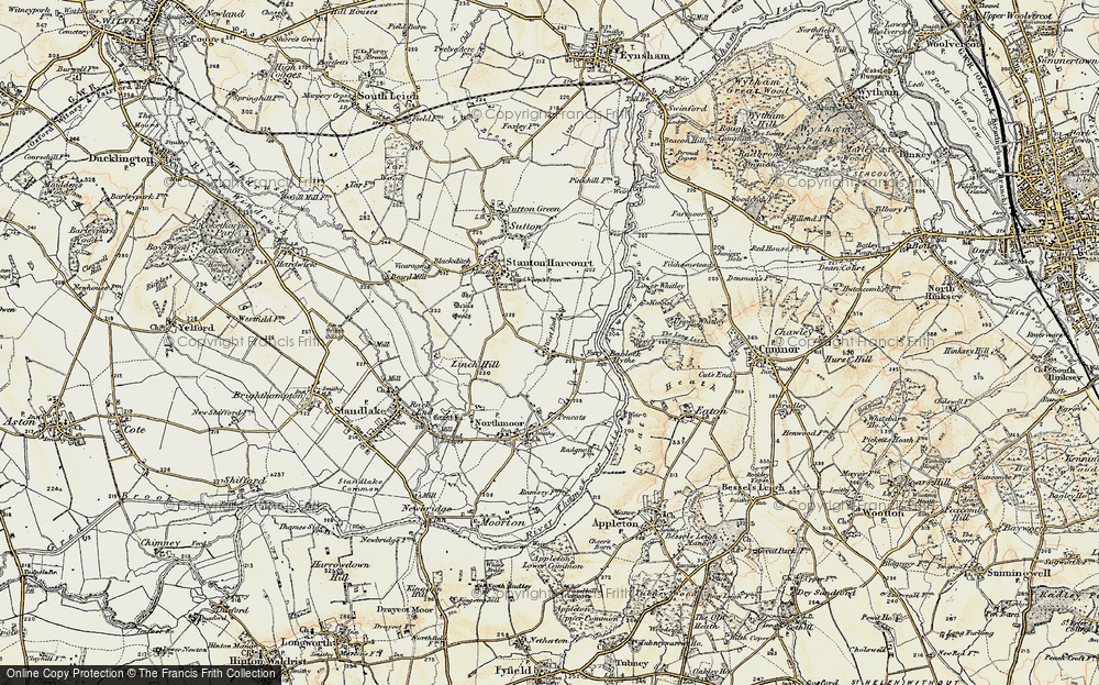 Old Map of Historic Map covering Bablock Hythe in 1897-1899