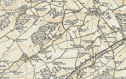 Old map of Bighton Ho in 1897-1900