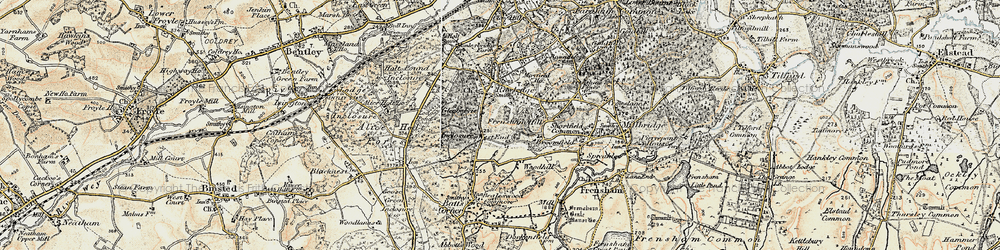 Old map of Woodhill in 1897-1909