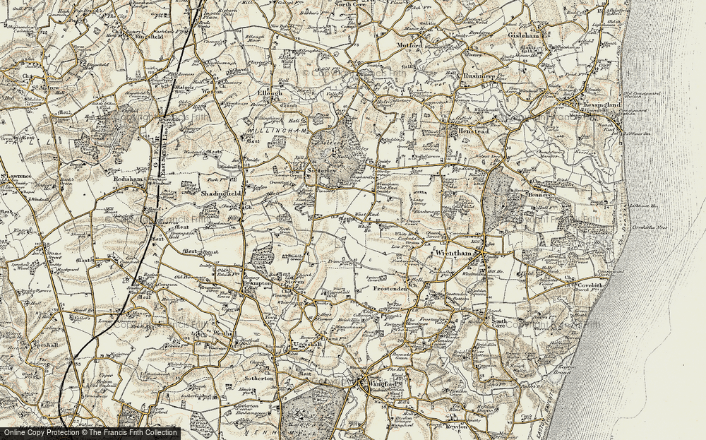 Old Map of Historic Map covering Wrentham West End in 1901-1902