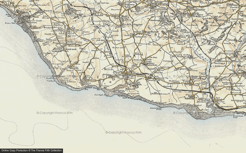 Old Map of Historic Map covering Afon Col'-huw in 1899-1900