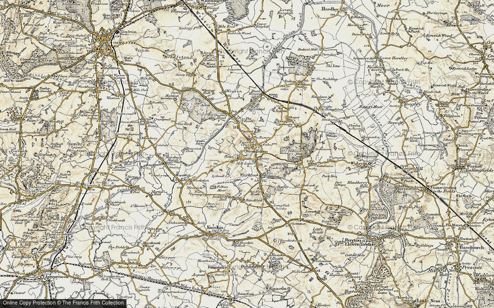 Old Map of West Felton, 1902 in 1902