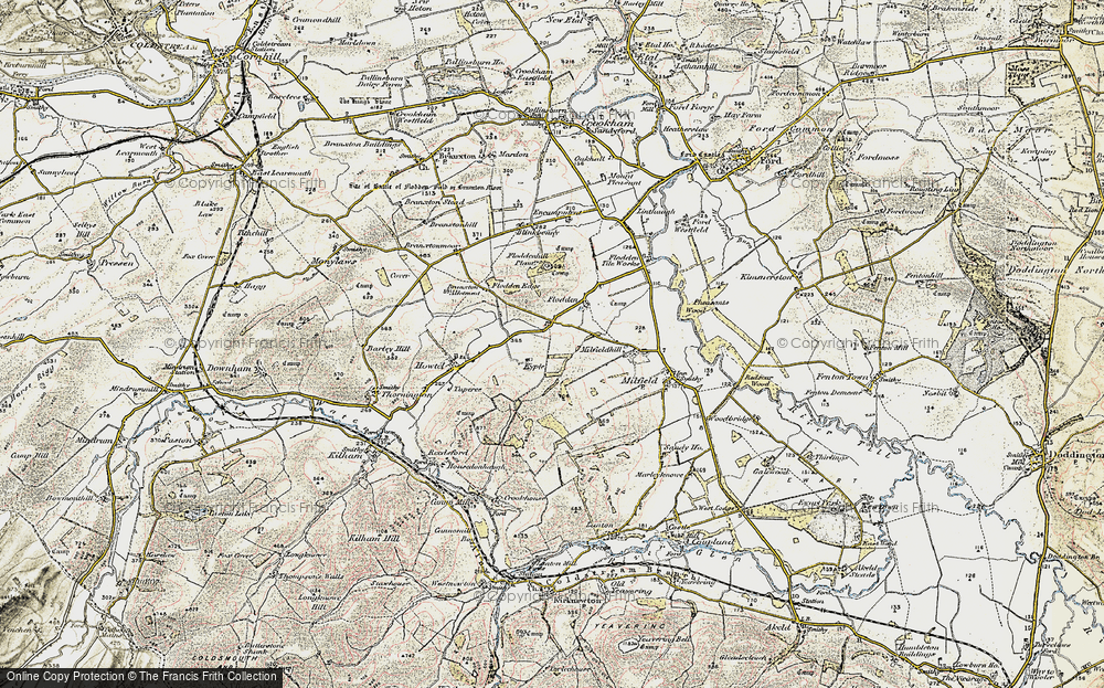 Old Map of Historic Map covering Whitton Hill in 1901-1903
