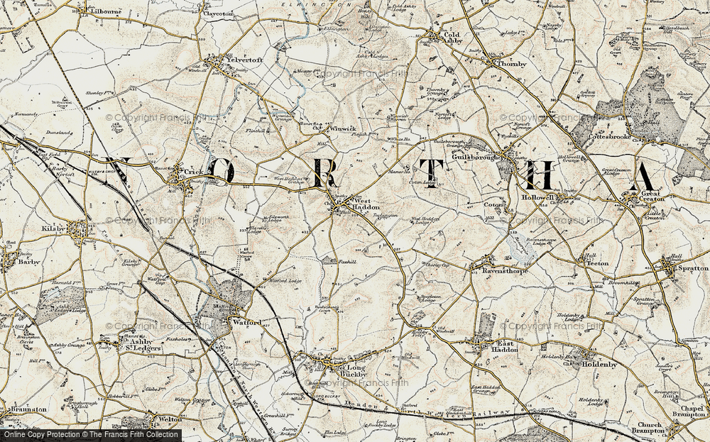Old Map of Historic Map covering Buckby Lodge in 1901
