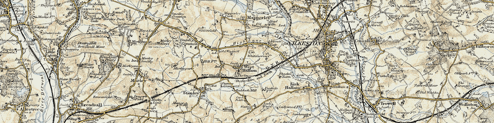 Old map of West Hallam in 1902-1903