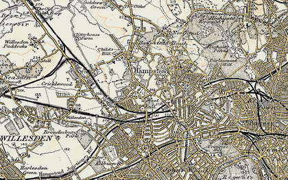 Old map of West Hampstead in 1897-1909