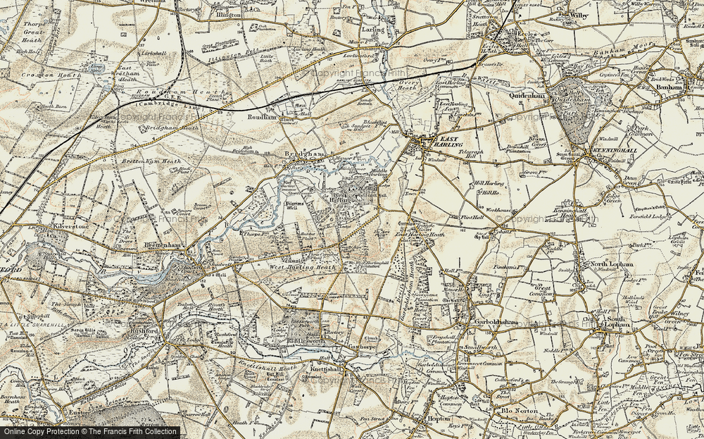 Old Map of West Harling, 1901 in 1901
