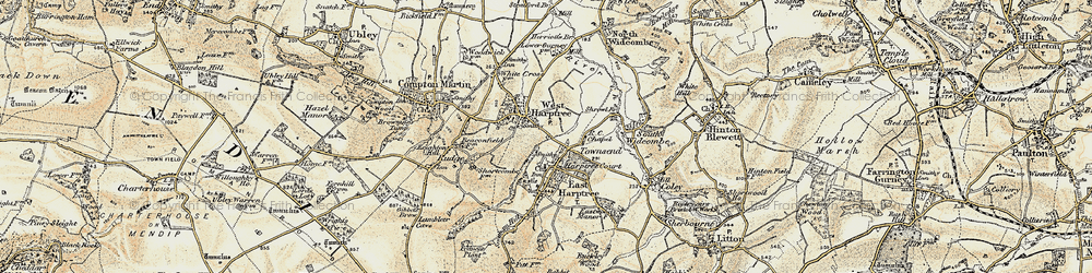 Old map of West Harptree in 1899