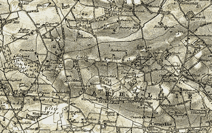 Old map of Ascurry Wood in 1907-1908