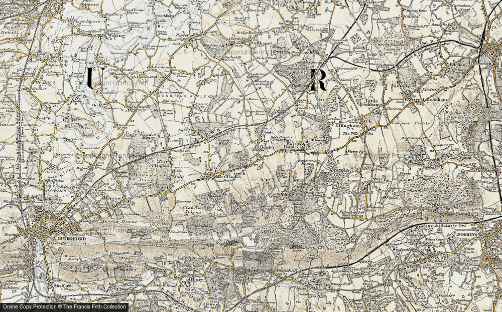 Old Map of Historic Map covering Woodcote Lodge in 1898-1909