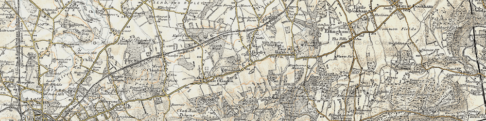 Old map of West Horsley in 1898-1909