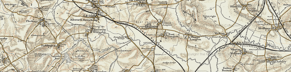 Old map of West Langton in 1901-1902
