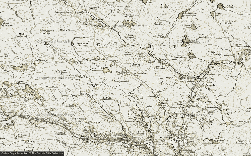 Old Map of Historic Map covering Achnaluachrach in 1910-1912